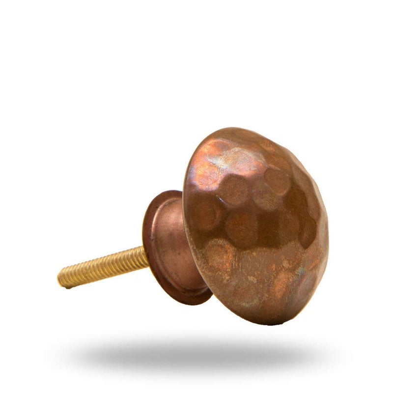 TRINCA-FERRO Round Hammerbeat Design Copper Bronze Metal Cabinet Knobs - Set of 6 for Cabinets, Dressers, Closets - Kitchen, Bedroom, Bathroom - Image 2